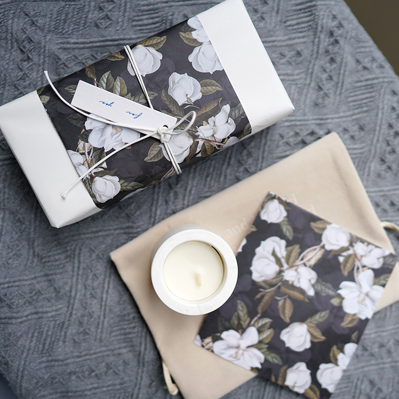 栀子花开  暗色调明暗反差礼物包装纸套装 ins森系格调高级感