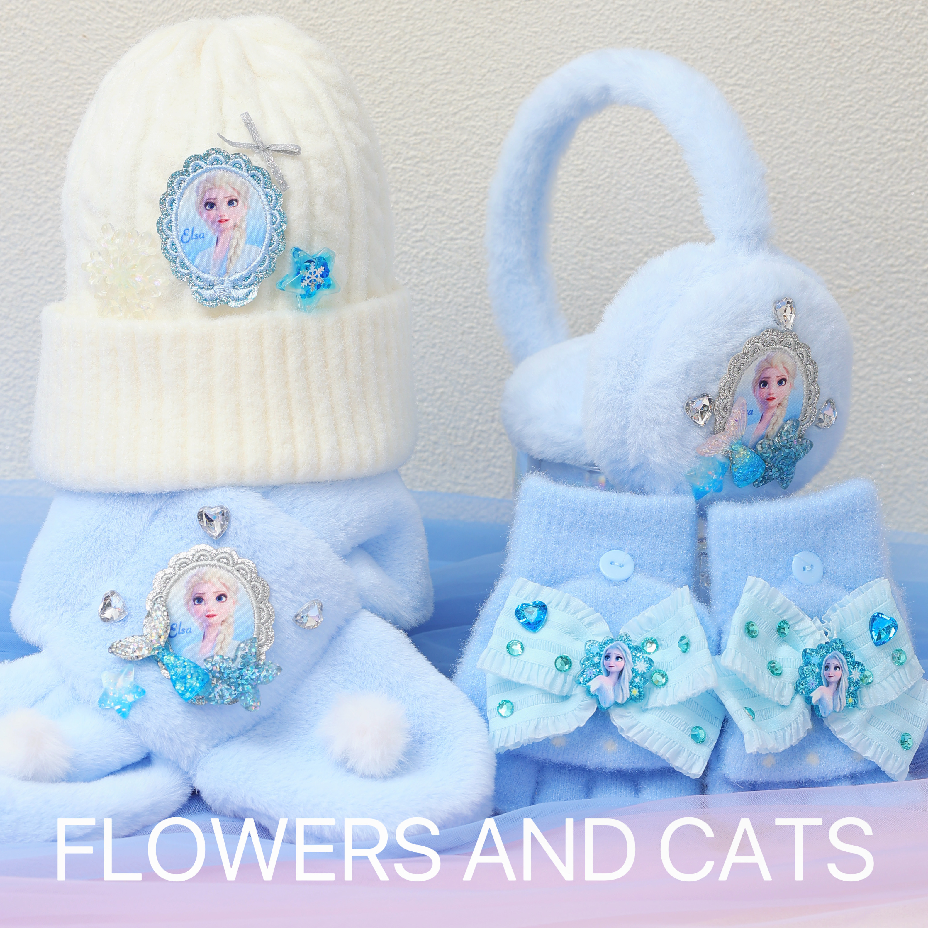 女童加厚防风保暖套头帽围巾儿童