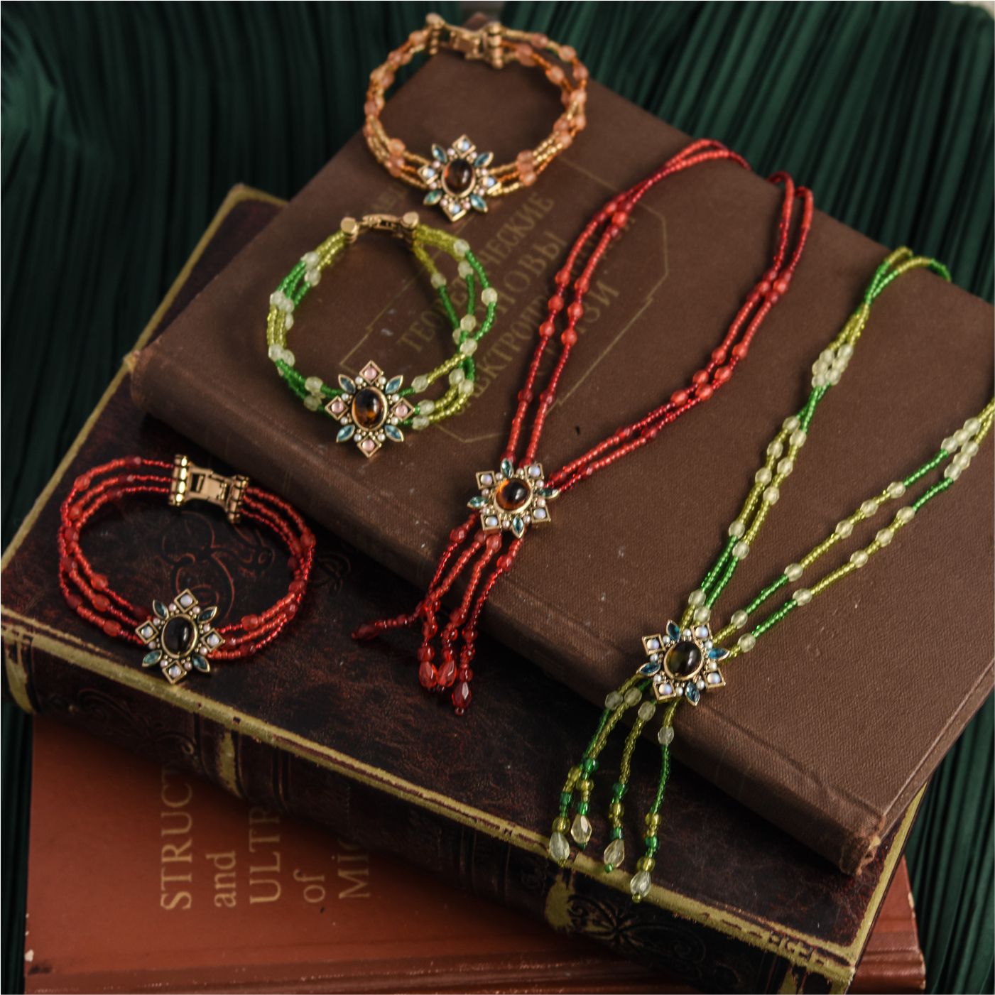 monet彩色串珠手链项链vintage