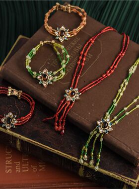 monet彩色串珠手链项链vintage