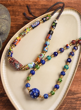 疏懒意何长，春风花草香。原创设计意大利威尼斯千花彩色琉璃项链