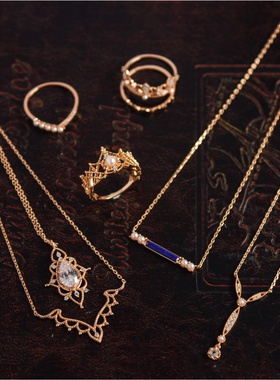 925纯银蕾丝叠戴项链戒指