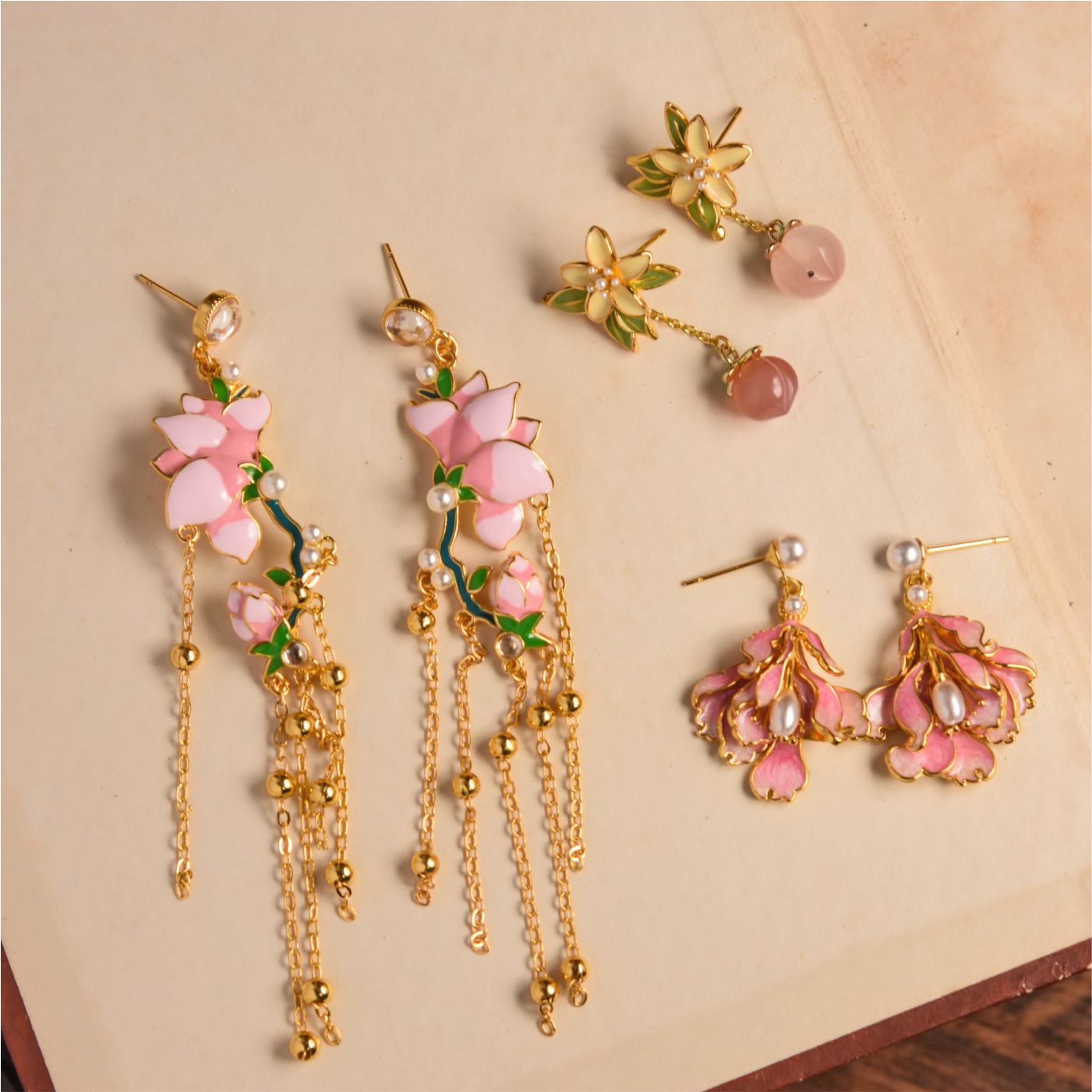 花丝烧蓝旗袍汉服耳环宫廷风