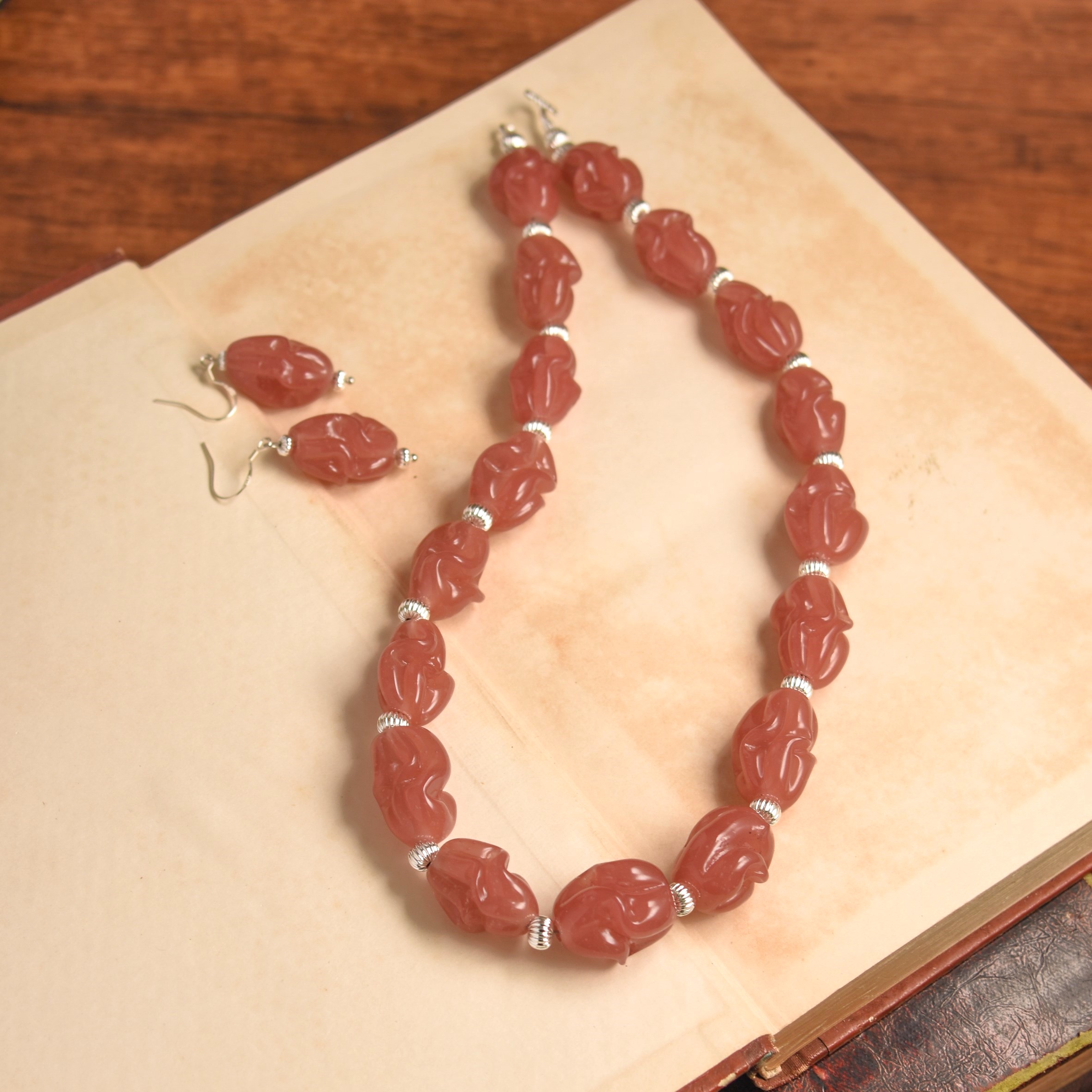 天然DIY红色毛衣链饰品琉璃