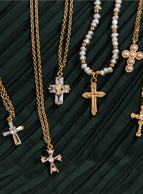 法式ins小众精致十字项链