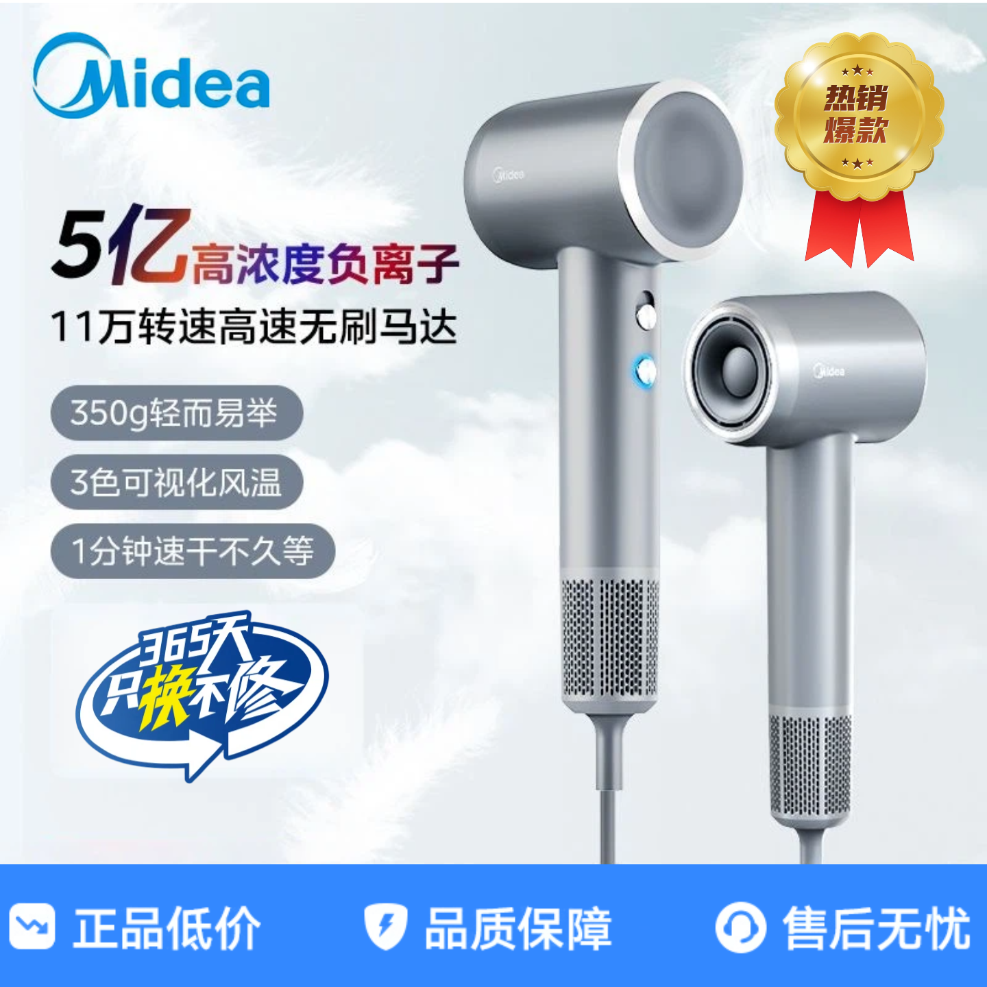 美的高速电吹风机负离子家用大功率理发店专用发廊冷热风快干风筒