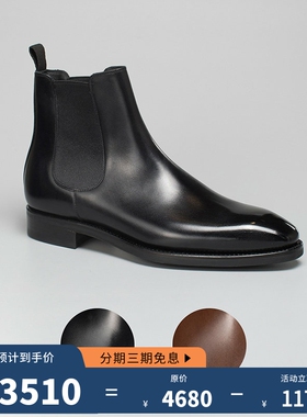 美勋代理西班牙TLB手工皮靴男黑色切尔西靴头层牛皮商务休闲新款