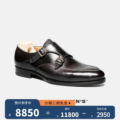 美勋奥地利SaintCrispin's手工皮鞋男黑色双扣孟克鞋商务正装新款