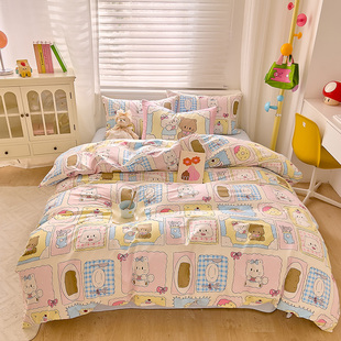 英国Double全棉四件套queen size床笠美国king国外留学生被套定制