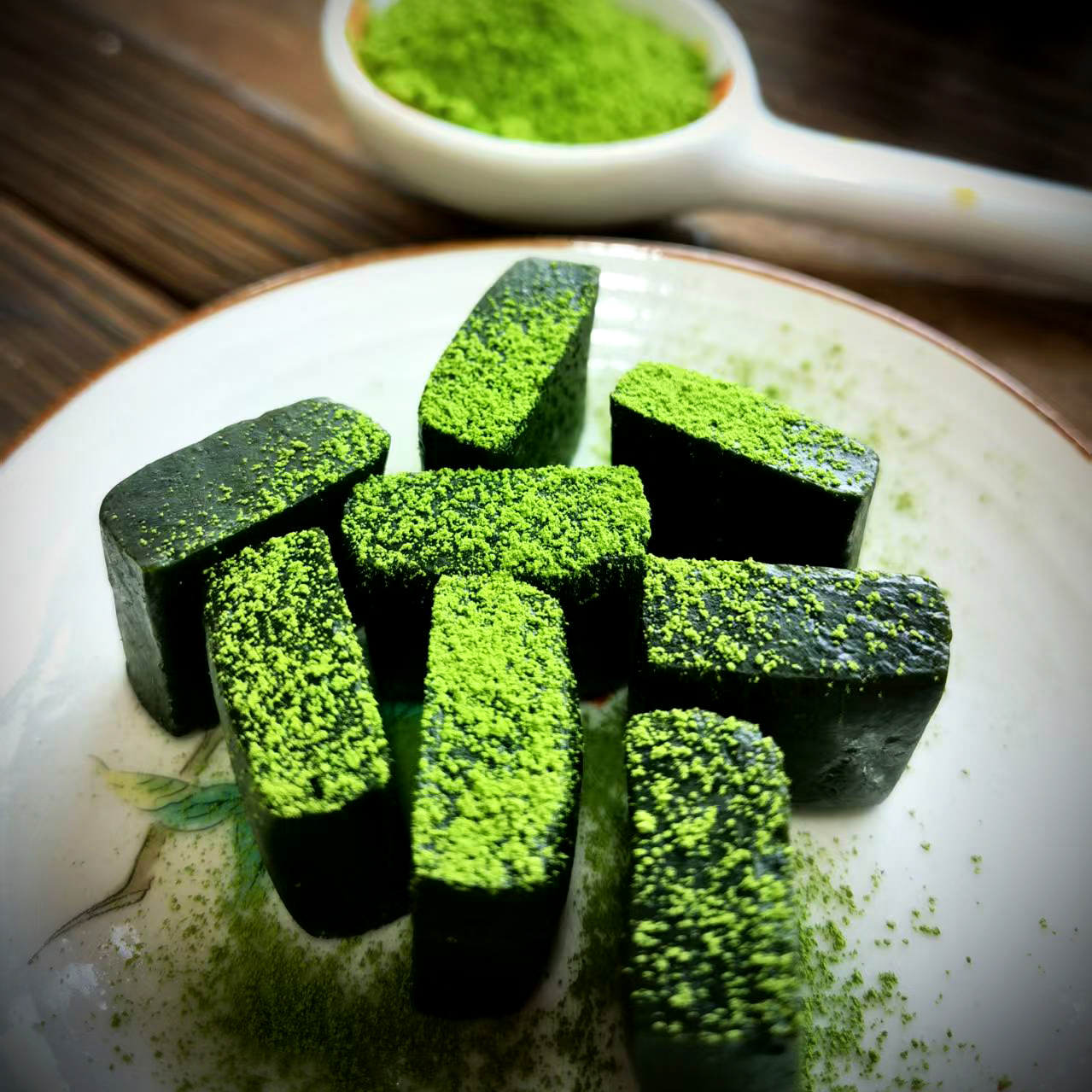 小糖人可食。极浓五十铃抹茶小方 纯手工自制无蔗糖无海藻糖