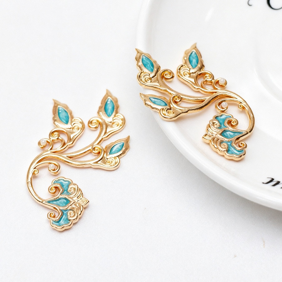 合金保色滴油蝴蝶翅膀花丝吊坠手工DIY发簪汉服头饰材料饰品配件