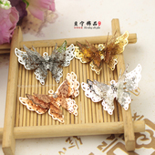 铜三层蝴蝶 手工DIY发簪头饰配件材料 森系厚款 35mm蝴蝶腐蚀片