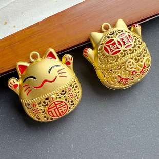 DIY哑金猫猫吊坠竹子吊饰项链毛衣链包包挂件diy钥匙扣配件配饰