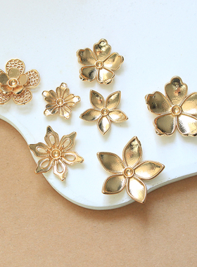 铜保色KC金花朵装饰高级感 手工DIY头饰配件镂空花型饰品材料