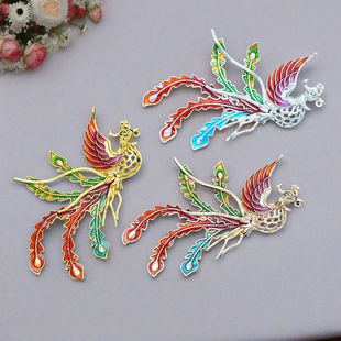 合金保色五彩凤凰发簪配件古风复古国潮流苏步摇旗袍头饰古风配饰