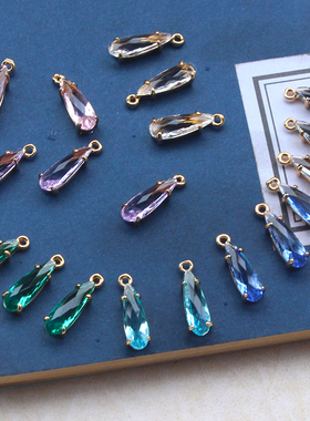 锆石微镶稀土玻璃5x15mm长水滴吊坠手工diy流苏发簪手链配件材料