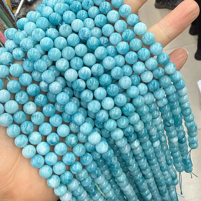 DIY清新天河蓝玉散珠子 天然白石优化  手工diy手链项链串珠配件