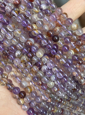 天然无忧化紫龙晶散珠极光紫钛晶圆珠子手链项链diy饰品串珠材料