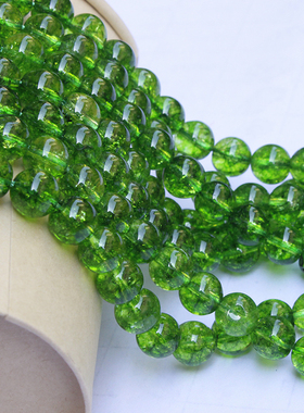 4-12mm天然水晶优化绿色圆珠散珠半成品项链发簪配饰配件材料