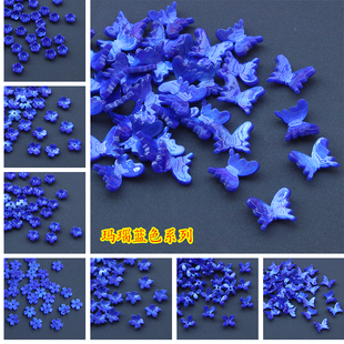 10颗价 醋酸玛瑙蓝色系列高品质醋酸立体樱花蝴蝶手工diy材料 新款