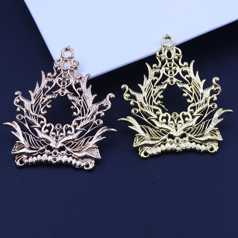 合金双凤发冠步摇复古新娘材料