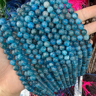 4-12mmDIY天然蓝磷灰石圆珠散珠半成品diy手工项链饰品材料配件