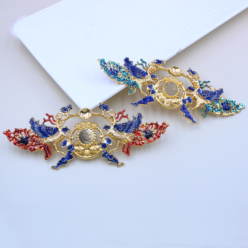 景泰蓝对称仙鹤滴油中式发簪材料