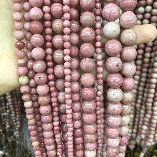 天然桃花玉蔷薇石diy半成品手链
