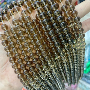 DIY茶色玻璃圆珠人工水晶仿冰种茶晶手链珠帘散珠DIY饰品配件材料
