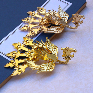 合金保色仿点翠烧蓝景泰蓝胎底凤凰 古风手工DIY凤冠发簪配件材料
