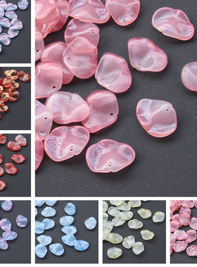 20颗价16x20mm赤丹花琉璃花瓣手工DIY古风汉服头饰制作配件材料