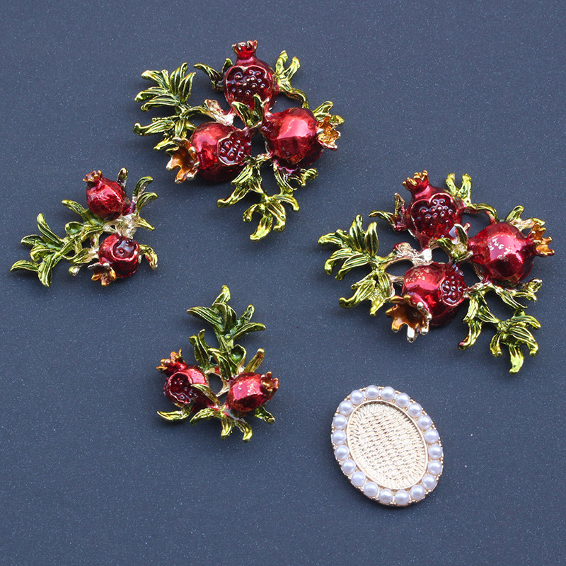 合金保色新款玫瑰花朵石榴花配件 手工diy团扇制作发簪头饰材料