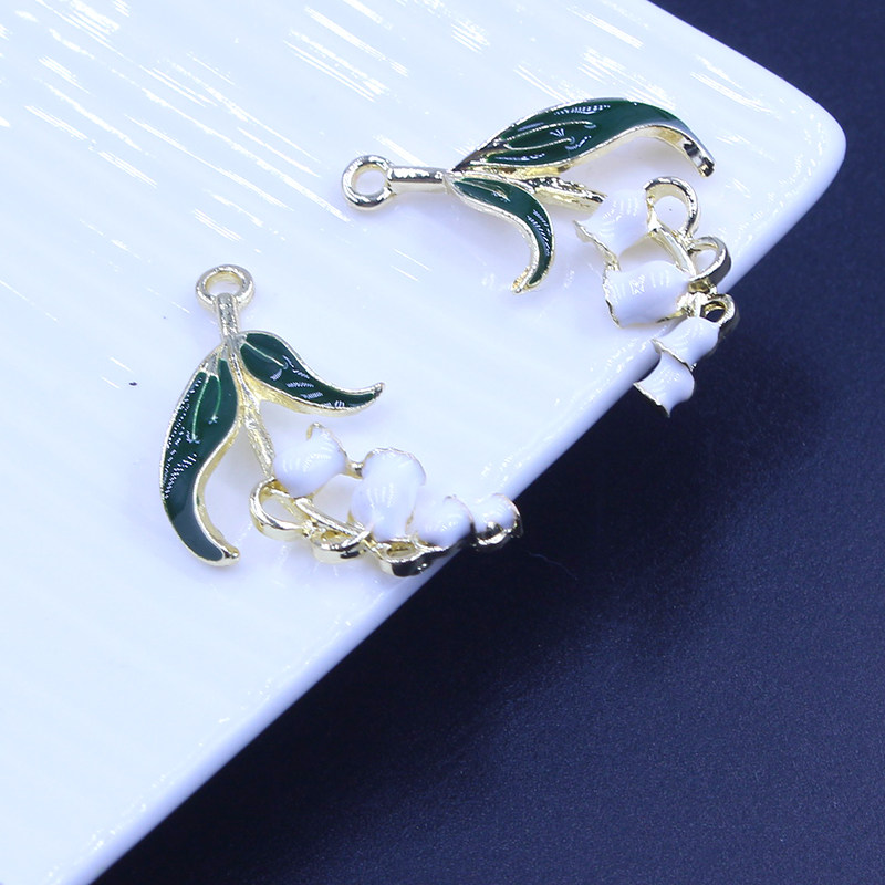 合金滴油铃兰花项链阢材料 手工diy饰品发簪流苏头饰挂件配件材料