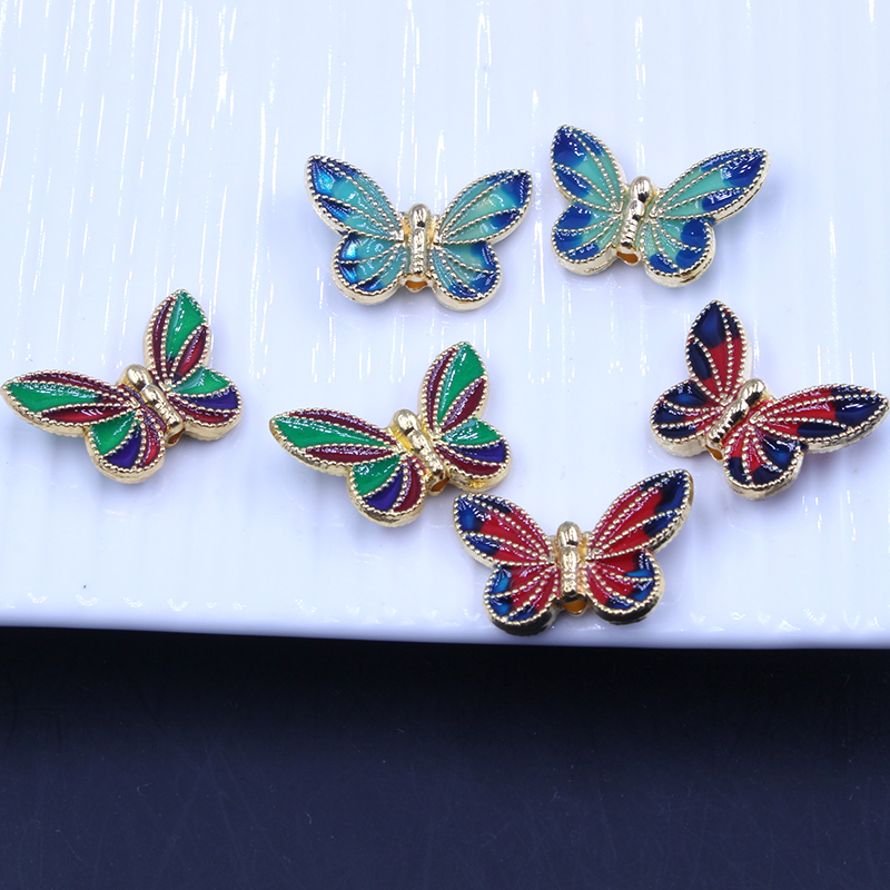 合金滴油景泰蓝烧蓝直孔双面蝴蝶