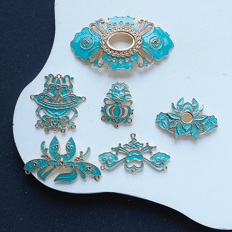 铜材质保色滴油镂空莲花吊坠 手工diy发簪发饰凤冠流苏配件材料