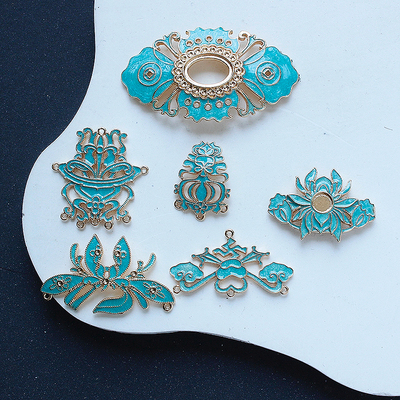 铜材质保色滴油镂空莲花吊坠 手工diy发簪发饰凤冠流苏配件材料