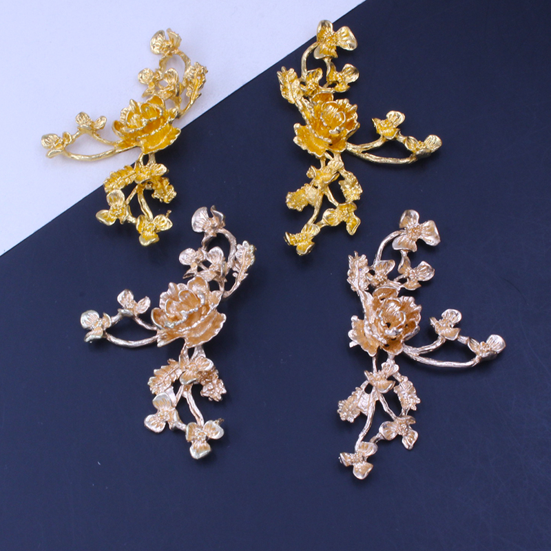 合金菊花枝花朵发簪配件团扇材料