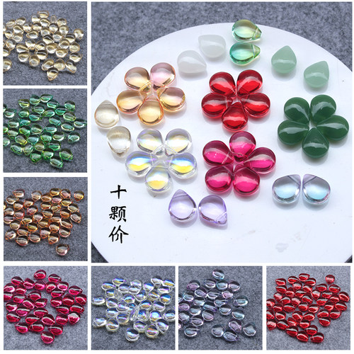 古风水滴发簪头饰捷克琉璃花瓣
