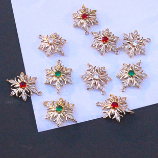 锆石diy材料 挂镀保色KC金稀土玻璃微镶六瓣双环山丹花手链流苏