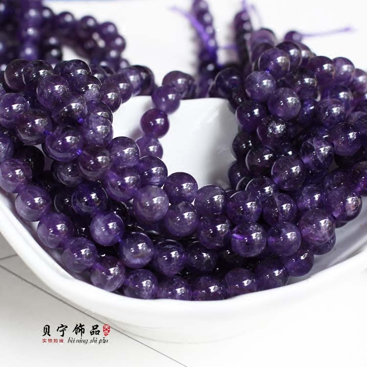 手工diy手链项链天然紫晶圆珠