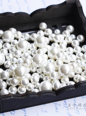 DIY天然进口贝壳仿珍珠圆珠 3-16mm半孔白色贝珠耳坠耳饰散珠配件