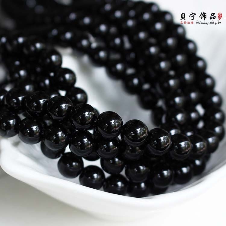 优质黑玛瑙圆珠 4-14mm散珠子手串手链半成品手工diy饰品配件