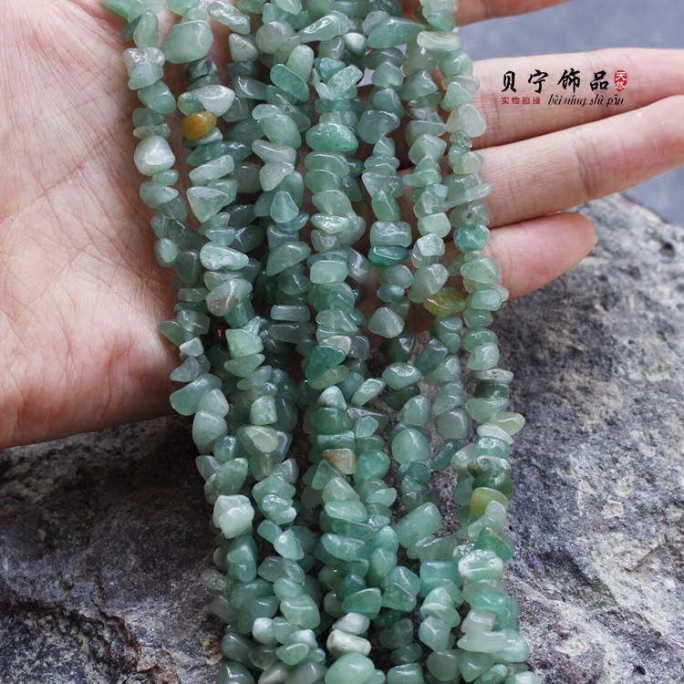 diy天然绿东陵碎石不规则散珠