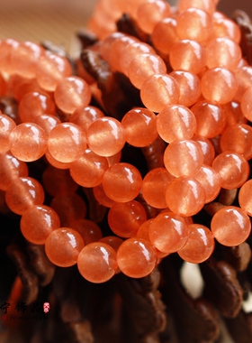 天然汉白石柿子红散珠 4-12mm优化玉髓橙色圆珠 手工DIY饰品配件
