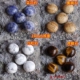天然虎眼石戒面 白松石图画石蓝花圆形戒面裸石14mm贴片 配件材料