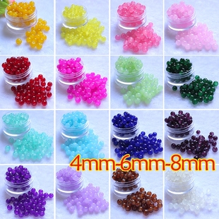 4mm6mm8mmDIY手工发簪古风汉服簪子圆珠配饰材料玻璃仿玉圆珠配件