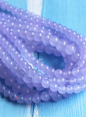 天然玉髓优化散珠串珠4-12mm汉白玉优化玉髓浅紫圆珠 DIY饰品配件