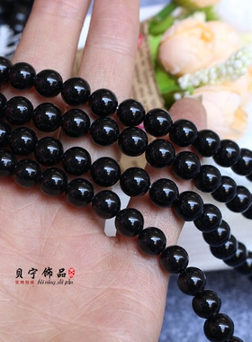 天然黑色强光贝珠散珠子6-12mm仿珍珠圆珠 DIY手工串珠配件材料