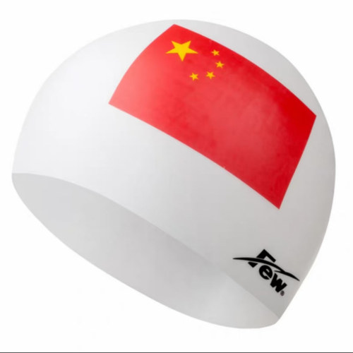 Few飘牌国旗游泳帽 男女专业成人通用 防水硅胶泳帽 正品舒适G001