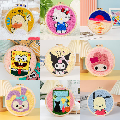 俄罗斯戳戳绣diy手工绣材料包儿童初学者练手戳戳乐毛线画装饰画